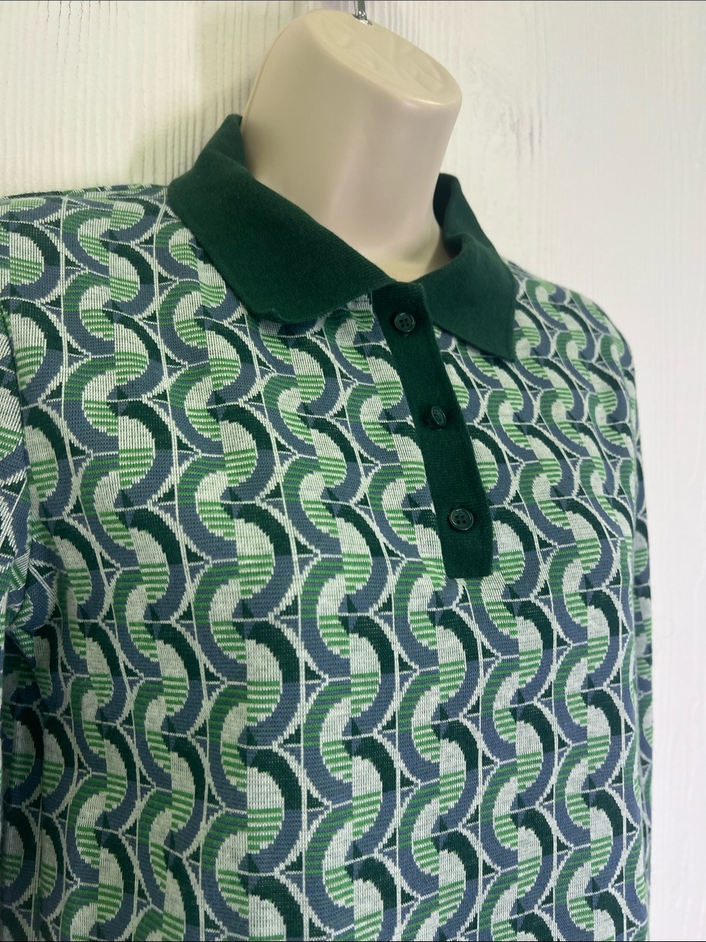 Zara -  Geometric Jacquard Half Button Long Sleeve Fun Blouse Size Medium - Picture 4 of 8